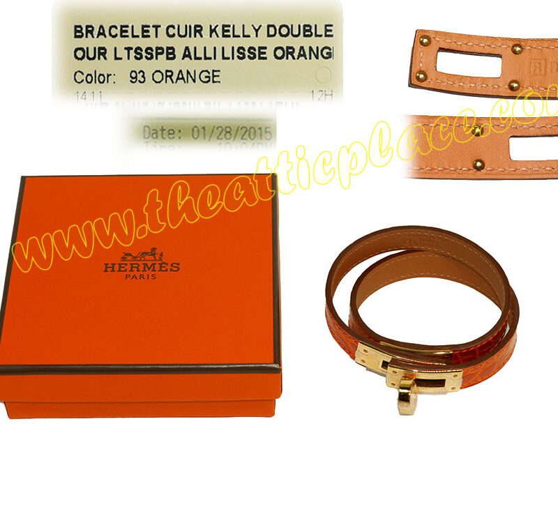 Hermes Kelly Double Tour Alligator Orange Gold Hardware S Size-0