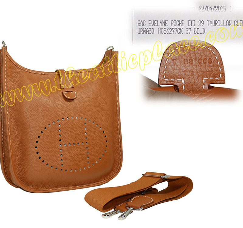 Hermes Evelyne III 29cm PM Gold Clemence 29 T Stamp-0