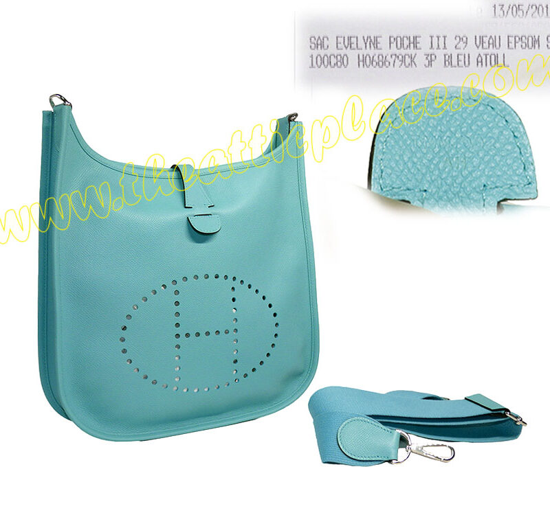 Hermes Evelyne III 29cm PM Epsom Blue Atoll T Stamp -0