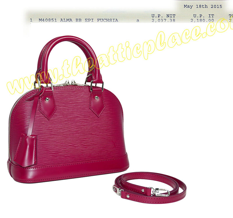 Louis Vuitton M40851 Epi Fuchsia Alma BB w Strap -0