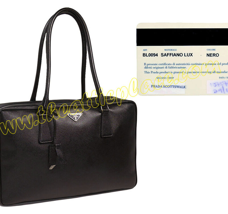 Prada BL0094 Saffiano Lux Black Document Tote-0