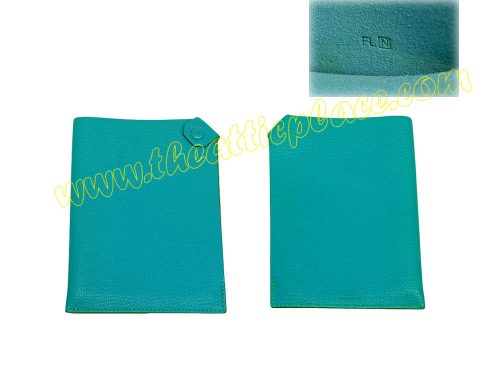 Hermes Turqoise N Stamp Mysore Leather Passport Holder / Cover-0