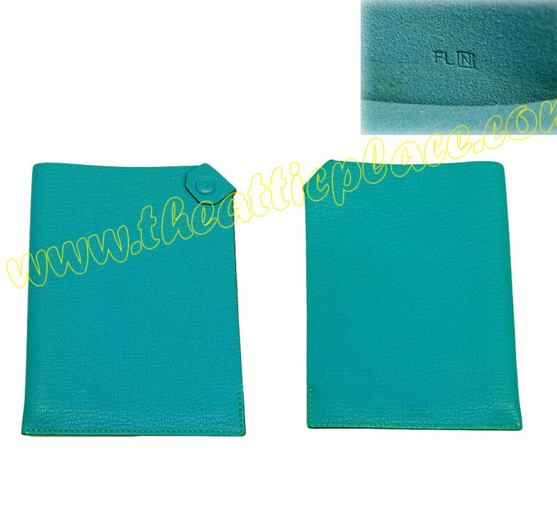Hermes Turqoise N Stamp Mysore Leather Passport Holder / Cover-0