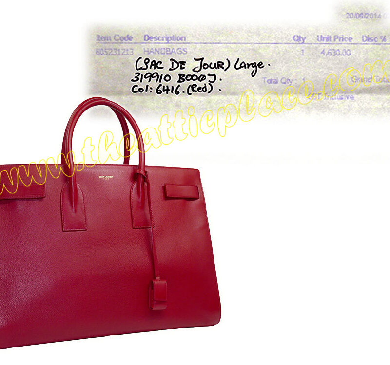 YSL Sac De Jour 40cm Large Red Calf Document Tote -0
