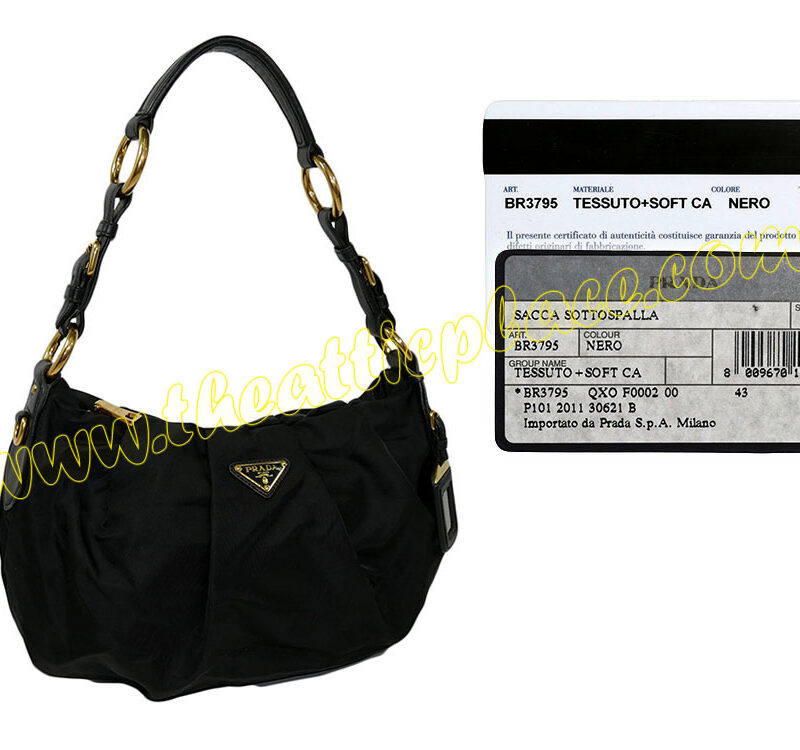 Prada BR3795 Black Nylon Soft Hobo Shoulder Bag-0