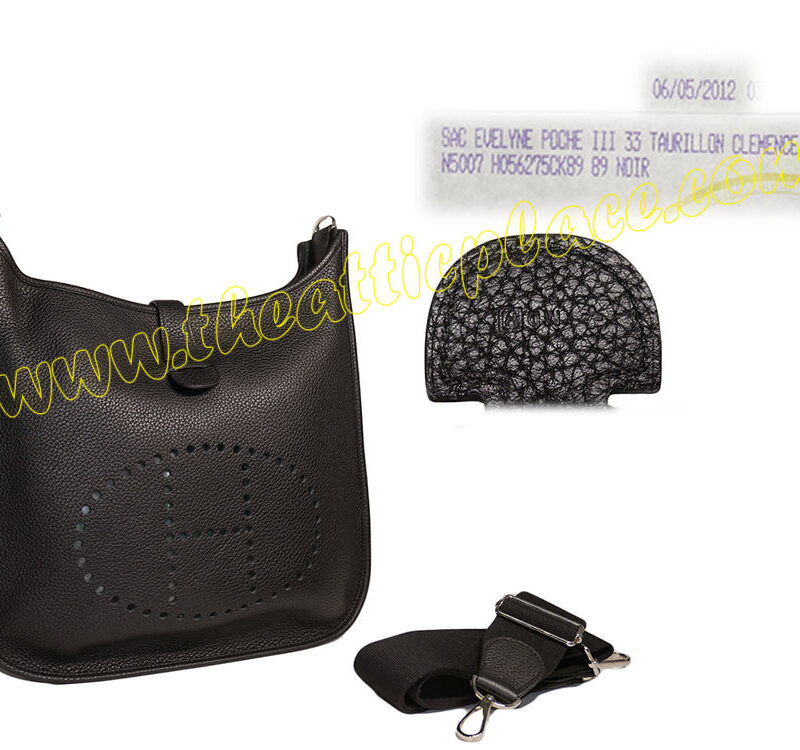 Hermes Evelyne III 33 ( Size GM) Clemence Black P Stamp Unisex Messenger Bag-0