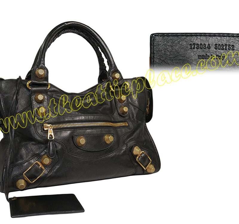 Balenciaga 173084 Black Giant City Gold Hardware -0
