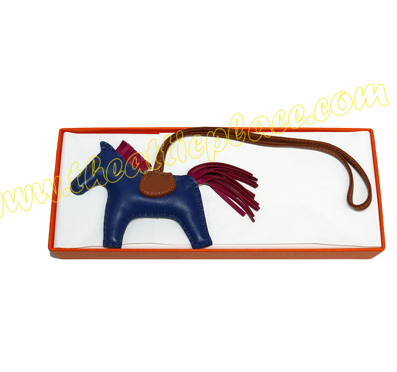 Hermes Rodeo PM Blue de malte/ Rubis /Fauve Horse Bag Charm -0