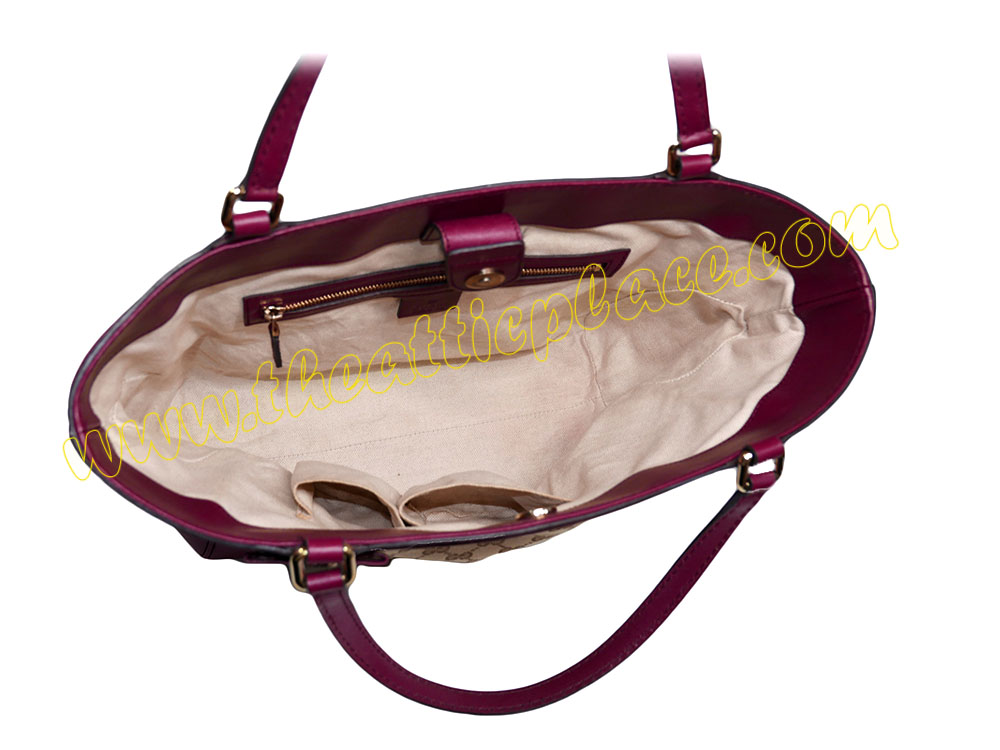 Gucci 257061 Cherry Trim w GG Canvas Mayfair Shopping Tote-36096