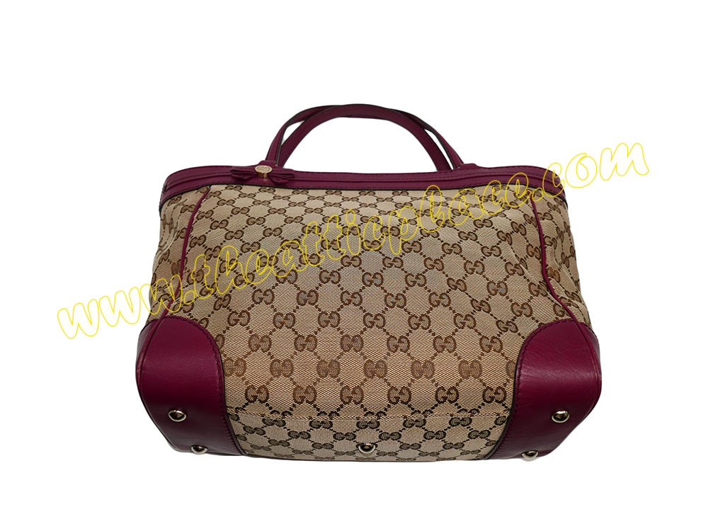Gucci 257061 Cherry Trim w GG Canvas Mayfair Shopping Tote-36098