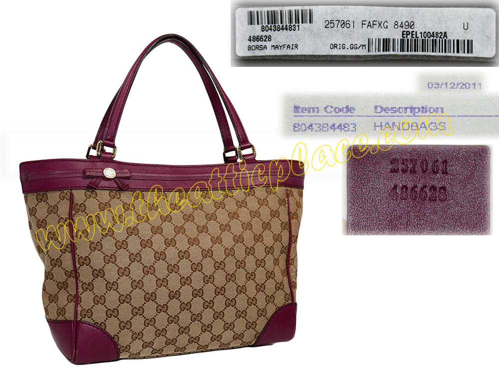 Gucci 257061 Cherry Trim w GG Canvas Mayfair Shopping Tote-0