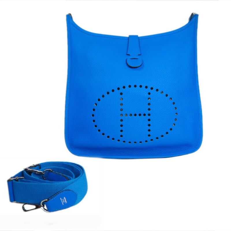 Hermes Evelyne III 33cm Clemence Bleu Hydra P Stamp Messenger Bag-0