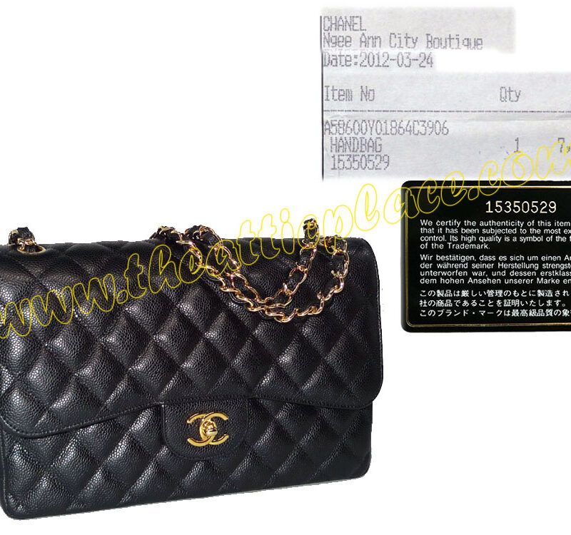 Chanel 15350529 Black Caviar Jumbo Double Flap Gold Hardware-0