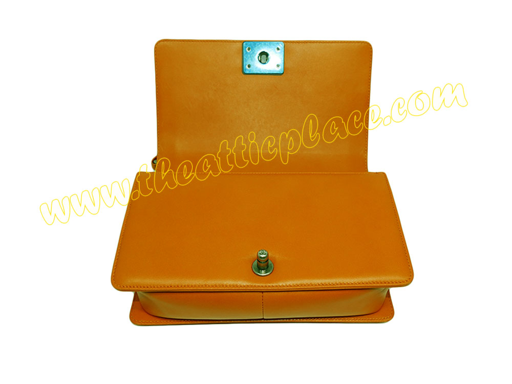 Chanel 20182167 Orange Lambskin Medium Boy Ruthenium Hardware-36209