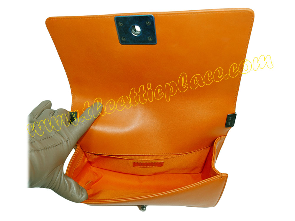Chanel 20182167 Orange Lambskin Medium Boy Ruthenium Hardware-36207
