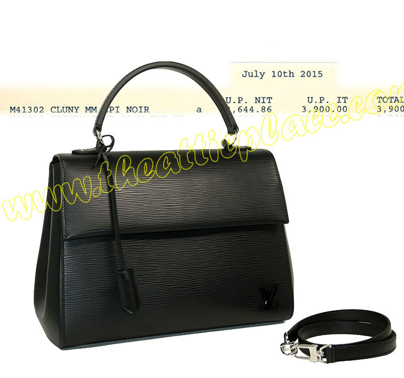 Louis Vuitton M41302 Cluny MM Epi Black Tote/ Shoulder Bag-0