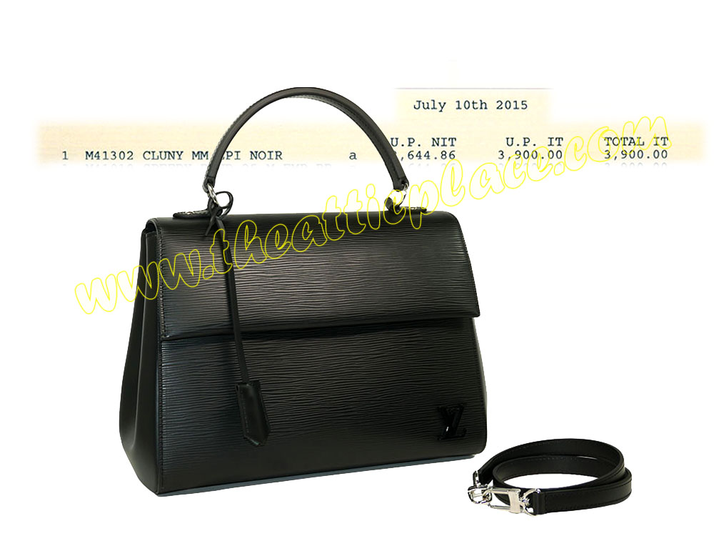 Louis Vuitton M41302 Cluny MM Epi Black Tote/ Shoulder Bag-0