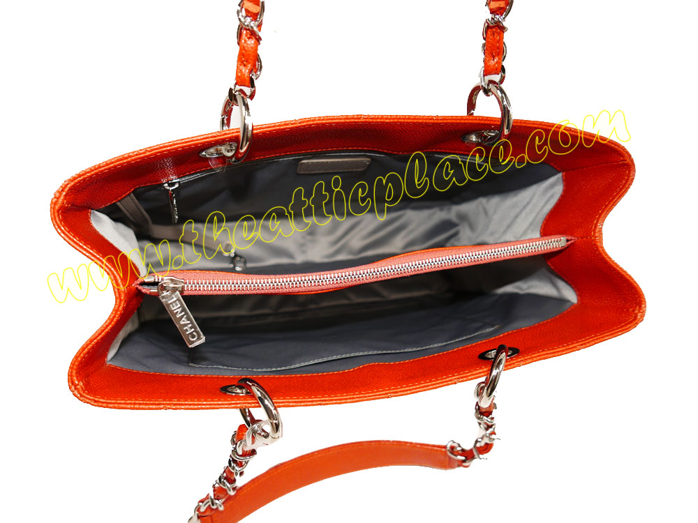 Chanel 16559042 Orange Caviar with "31 Rue Cambon "on Silver Hardware Grand Shopping Tote -36296