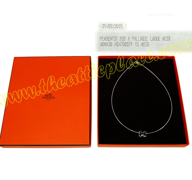 Hermes Pop H Pendent Black w chain Necklace-0
