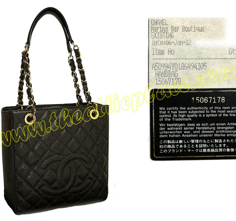 Chanel 15067178 Black Caviar Classic Petit Shopping Tote with " 31 Rue Cambon" on Gold Hardware-0