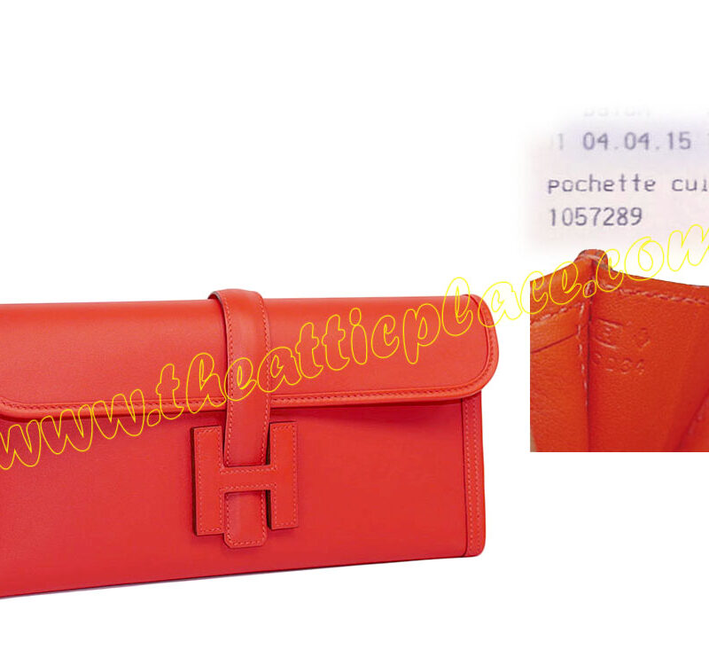 Hermes Jige Elan 29 Pochette Cuir R Stamp Capucine Clutch-0