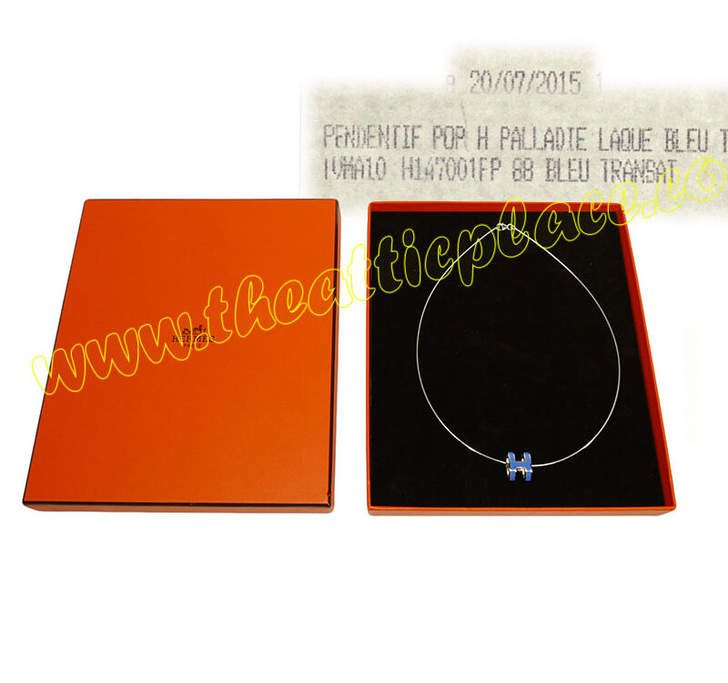 Hermes Pop H Blue Transat Pandent Necklace Palladium Hardware-0