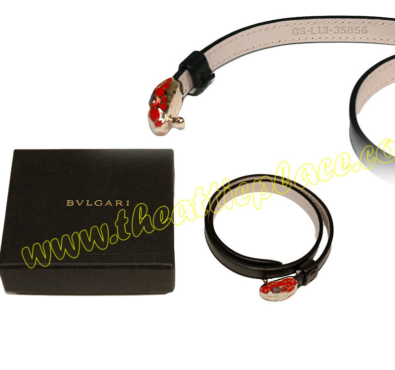 Bvlgari GS-L13-35856 Black/Beige Double Tour Snake Head Gold Hardware-0