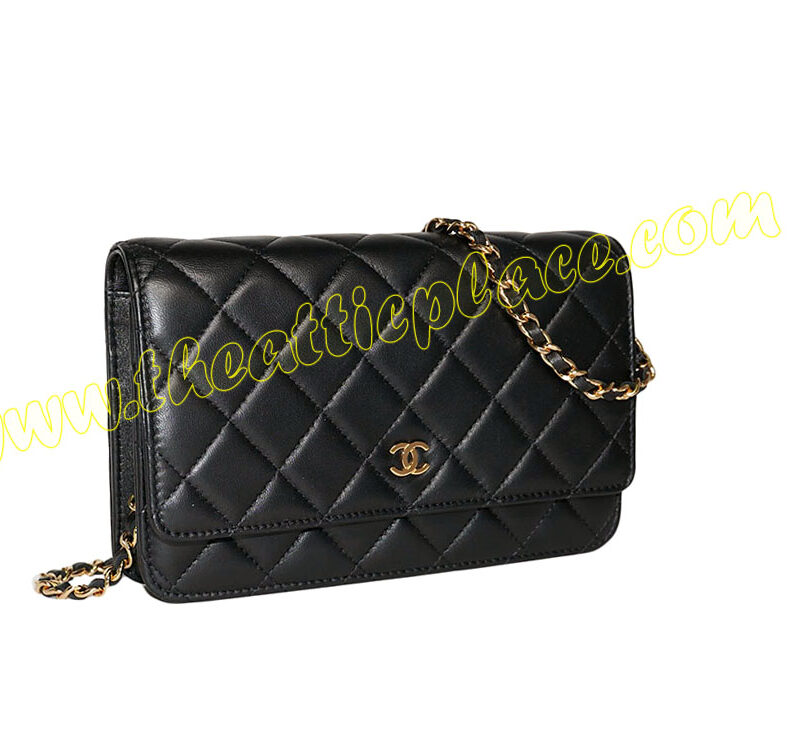 Chanel Black Lambskin Wallet On Chain Gold Hardware-0