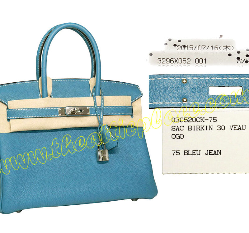 Hermes Birkin 30 Blue Jean Togo T Stamp Palladium Hardware-0