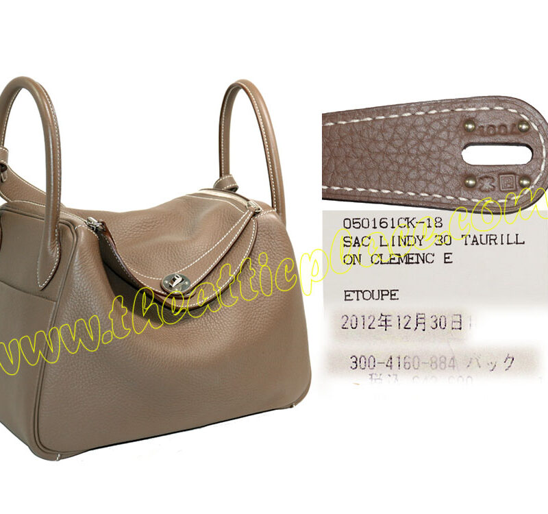 Hermes Lindy 30 Etoupe Clemence Leather P Stamp Palladium Hardware-0