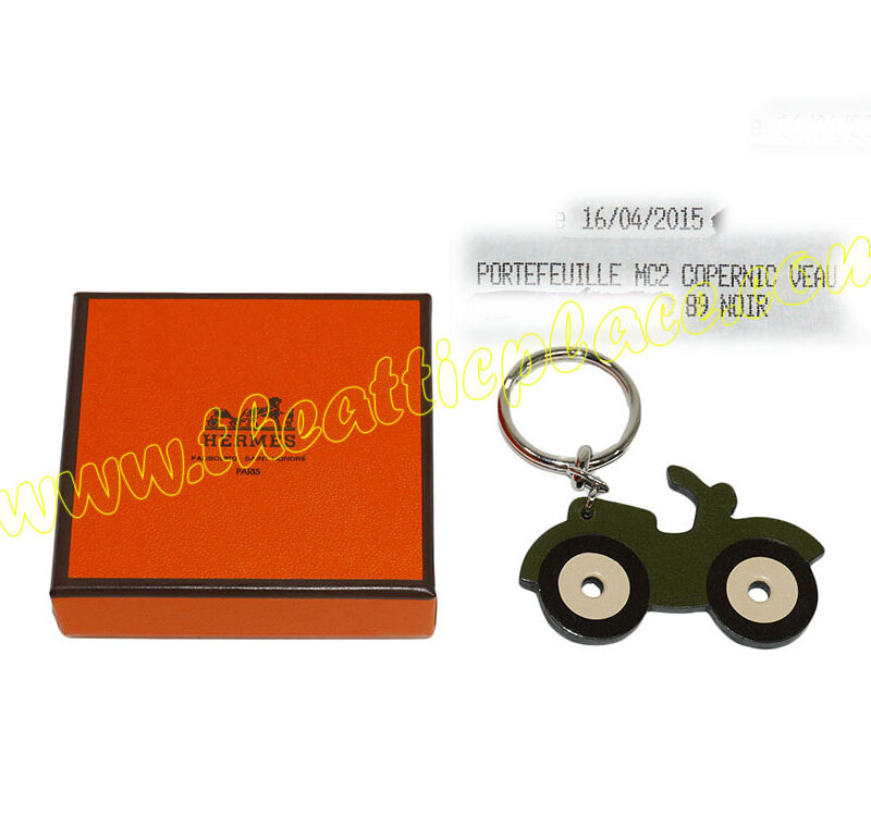 Hermes Motocycle 2 Colors Swift Leather Chain Key Holder/ Bag Charm-0