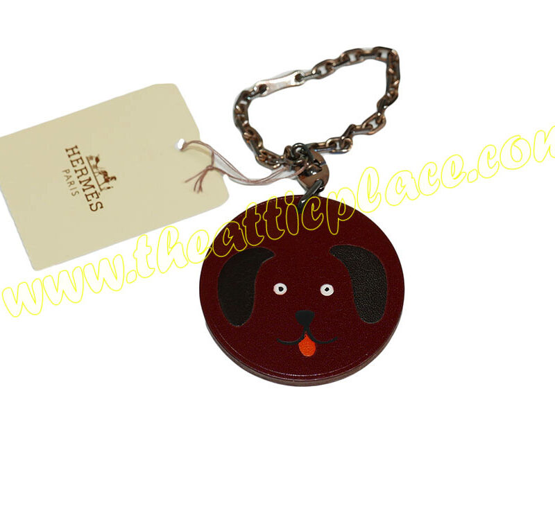 Hermes Dog Leather chain Key Holder/ Bag Charm-0
