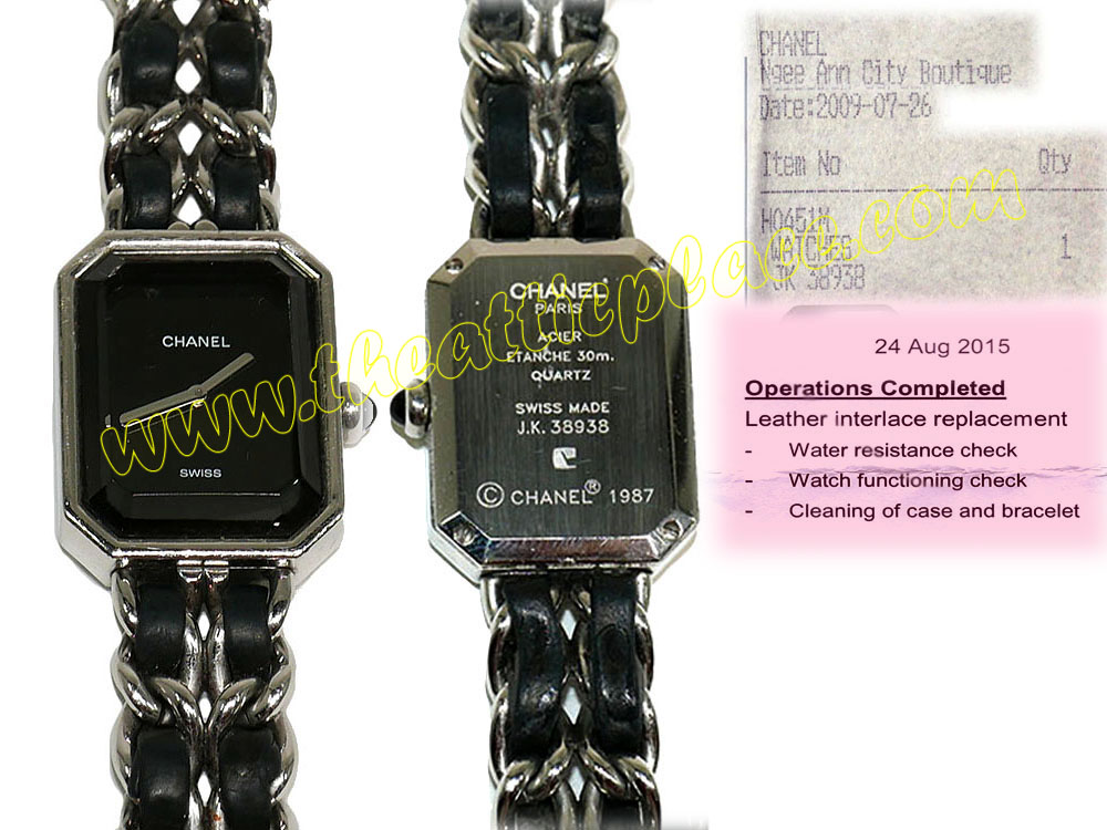 Chanel H0451M Watch Silver Chain with Black Leather JK38938 in Medium Size-0