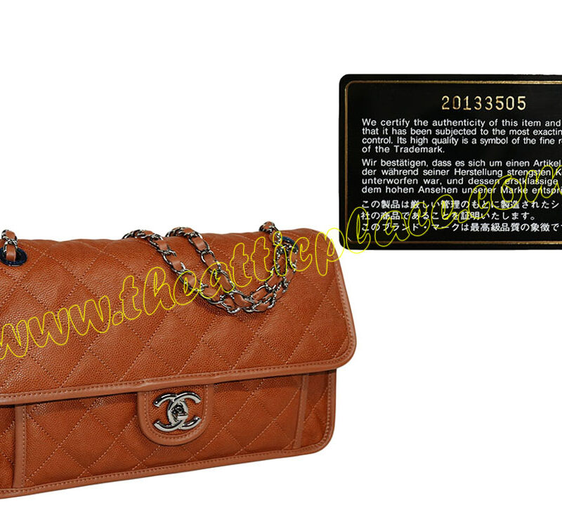 Chanel 20133505 Brown Distressed Aged Caviar Front Pocket Classic Flap Ruthenium Hardware-0