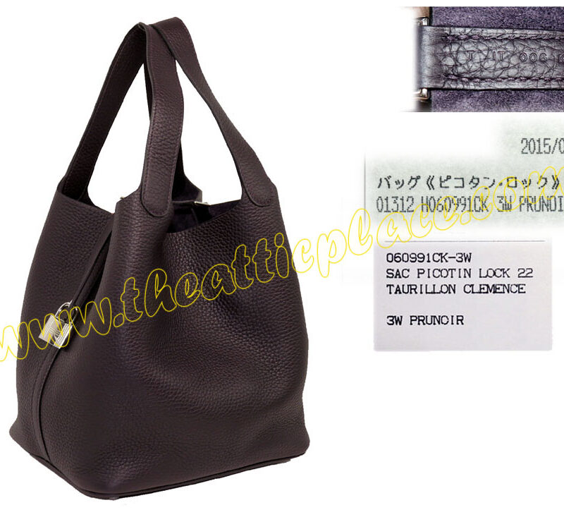 Hermes Picotin Lock 22 Prunoir Clemence Leather T Stamp -0