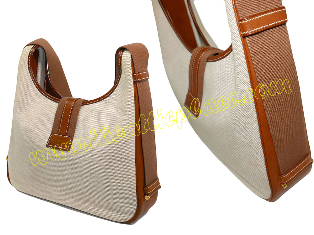 Hermes Vintage 30cm Tsaka Bag in Beige / Barenia Leather Gold Hardware Shoulder/ Messenger 2- way Bag-36853