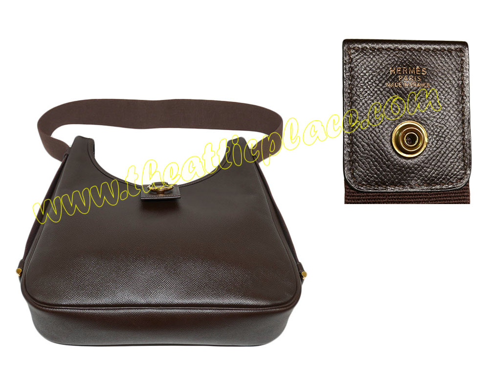Hermes Vintage 30cm Tsaka Hobo Bag in Ebene Ardenne Leather Gold Hardware Shoulder/ Messenger 2- way Bag-36844