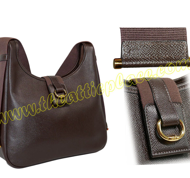 Hermes Vintage 30cm Tsaka Hobo Bag in Ebene Ardenne Leather Gold Hardware Shoulder/ Messenger 2- way Bag-0