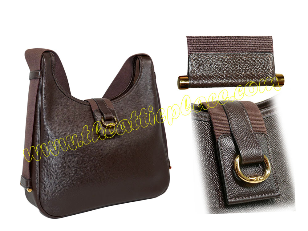 Hermes Vintage 30cm Tsaka Hobo Bag in Ebene Ardenne Leather Gold Hardware Shoulder/ Messenger 2- way Bag-0