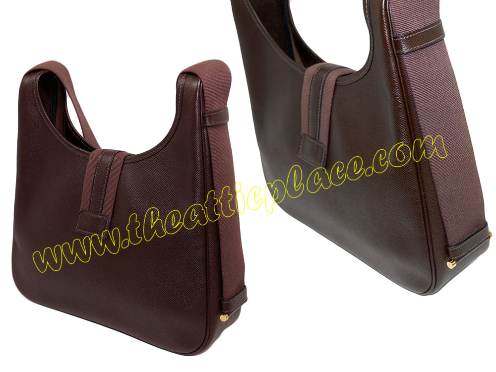 Hermes Vintage 30cm Tsaka Hobo Bag in Ebene Ardenne Leather Gold Hardware Shoulder/ Messenger 2- way Bag-36847
