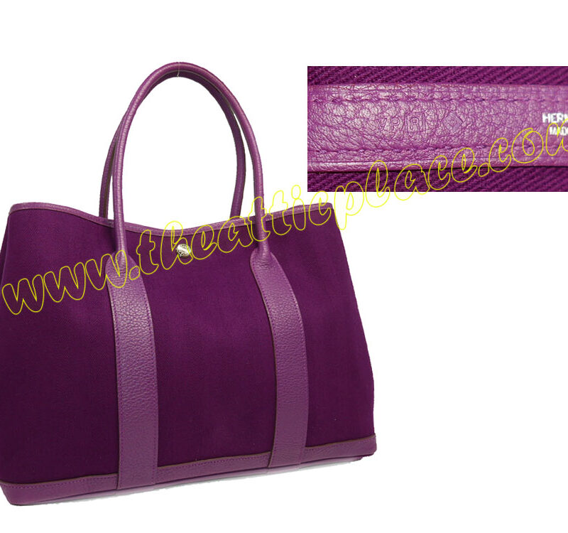 Hermes Garden Party 36cm Anemone Canvas R Stamp Document Bag-0