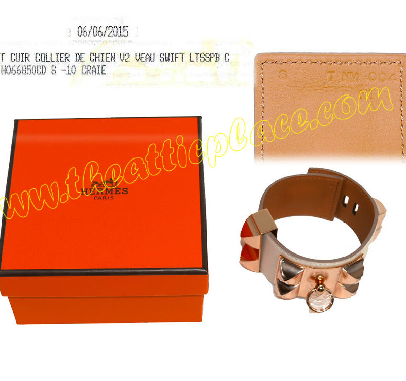 Hermes CDC T Stamp Craie Swift Rose Gold Hardware Small Size-0