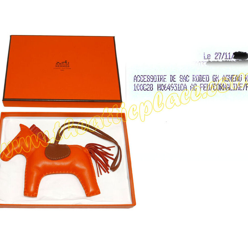 Hermes Rodeo GM Feu/ Fauve Duo Color Bag Charm for Birkin/ Kelly / Lindy/ Victoria/ Bolide-0