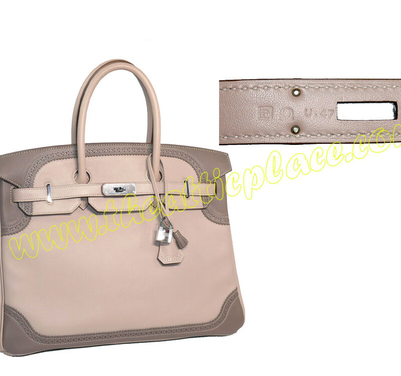 Hermes Birkin 35 P Stamp Ghillies Argile/ Etoupe Silver Hardware -0