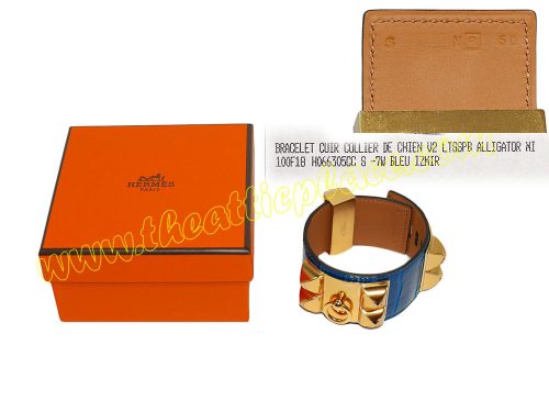 Hermes CDC Alligator Blue Izmir Gold Hardware R Stamp S Size-0