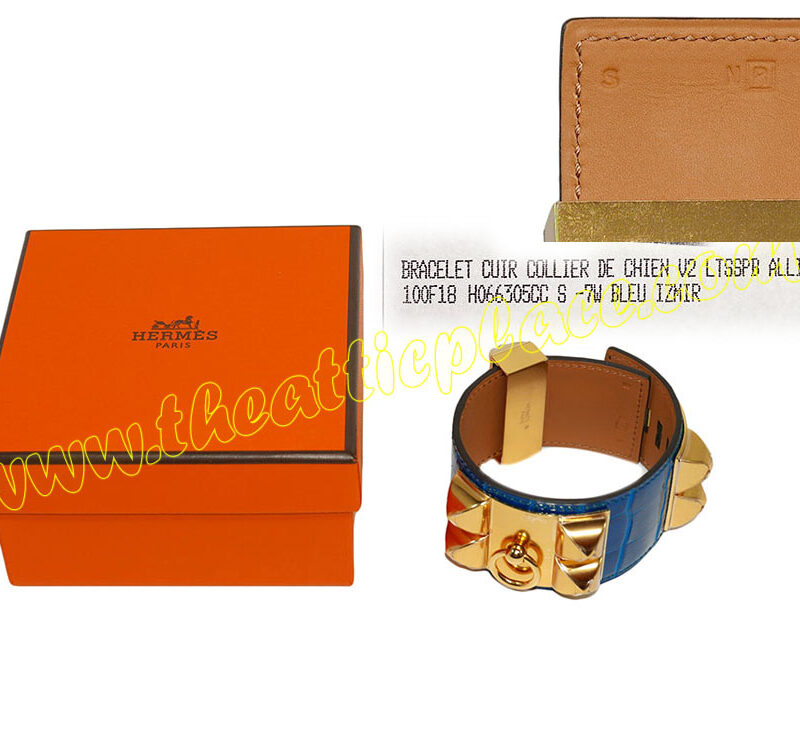 Hermes CDC Alligator Blue Izmir Gold Hardware R Stamp S Size-0