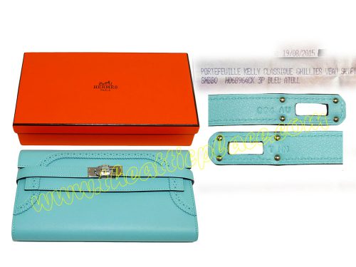 Hermes Ghillies Kelly Wallet Swift Blue Atoll T Stamp Palladium Hardware-0