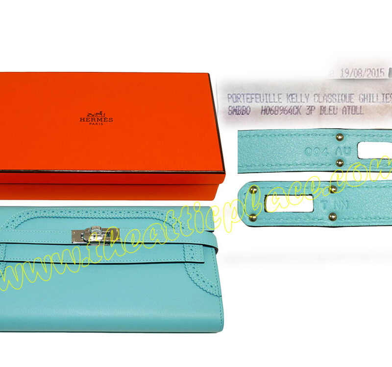 Hermes Ghillies Kelly Wallet Swift Blue Atoll T Stamp Palladium Hardware-0