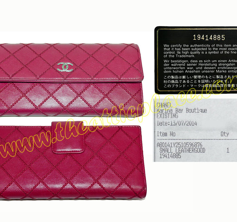 Chanel 19414885 Pink Cross Stitching Classic Signature Flap Long Wallet -0