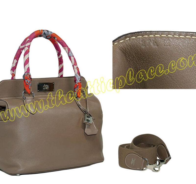 Hermes Toolbox 26cm Etoupe Swift Leather N Stamp with 2 Twillies-0